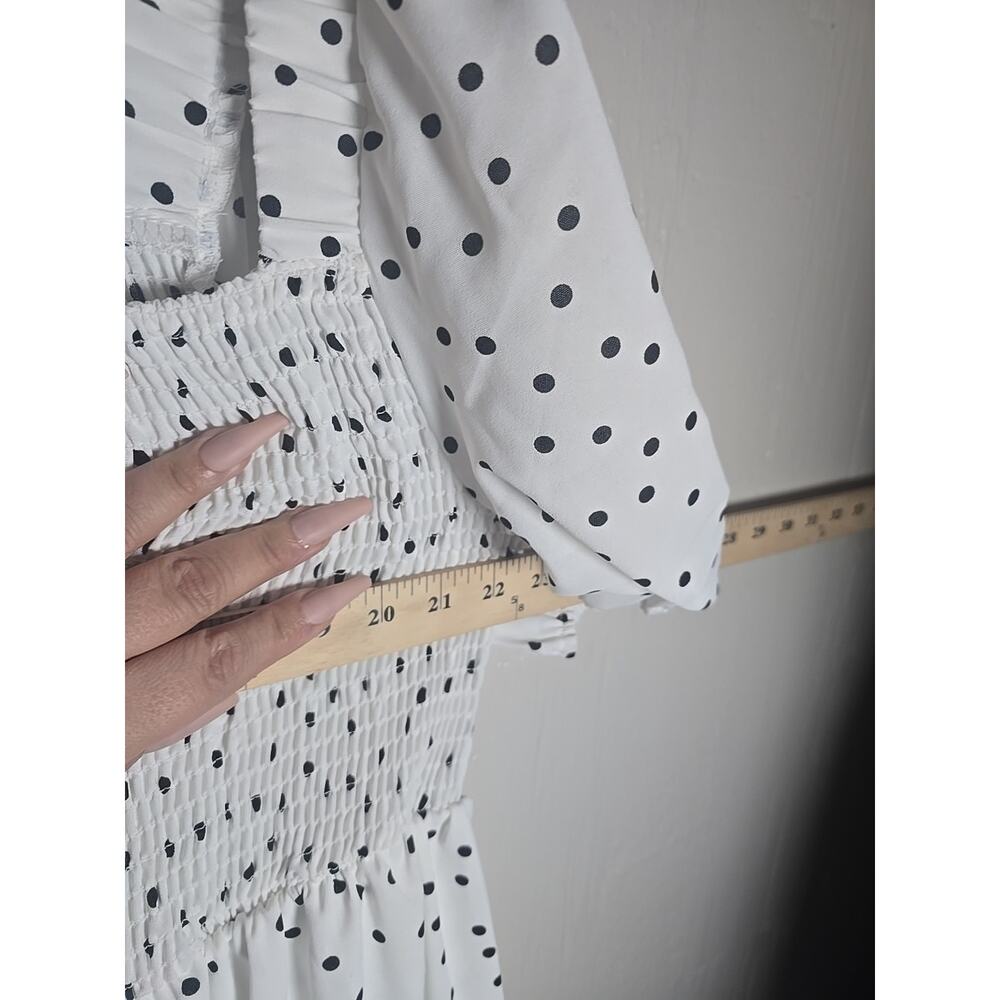 CY Fashion Sun Dress Polka Dot SS Tiered Dress Womens XXXL 3X Smocked Bodice - Picture 6 of 10